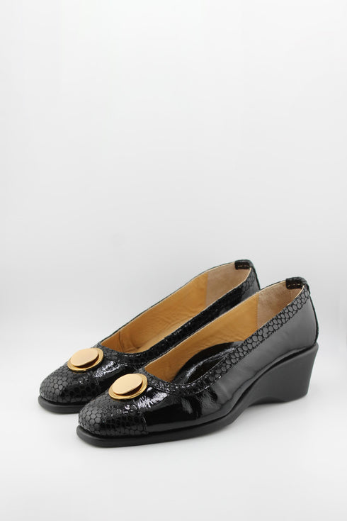 DFC Relax Snake skin Pattern Wedge Loafers with Accent